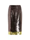 16arlington Nyla Sequin Midi Skirt In Brown