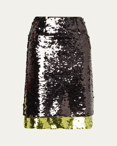 16arlington Nyla Sequined Knee-length Skirt In Black
