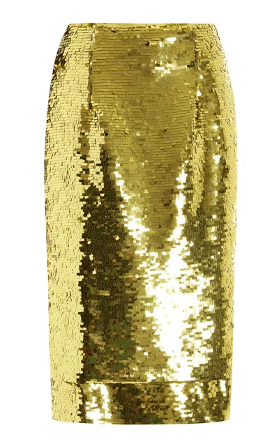 16arlington Nyla Sequined Midi Skirt In Green