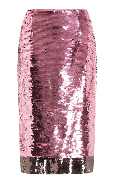 16arlington Nyla Two-tone Sequined Midi Skirt In Multi