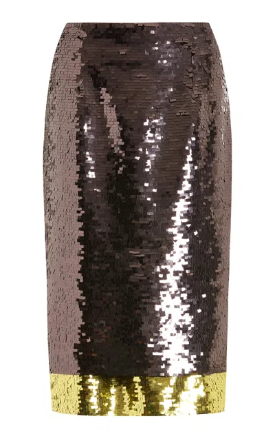 16arlington Nyla Two-tone Sequined Midi Skirt In Multi