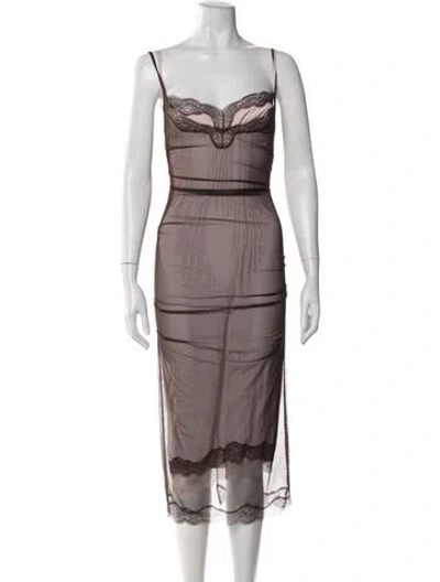 Pre-owned 16arlington Nylon Midi Length Dress W/ Tags In Brown