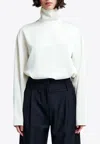 16arlington Olall Crepe High-neck Top In Ivory