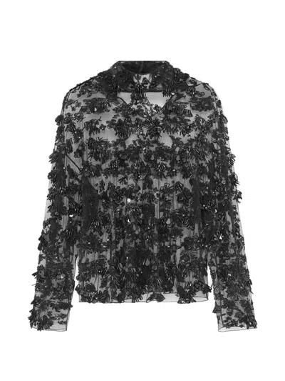 16arlington Olarna Embroidered Mesh Top In Multi