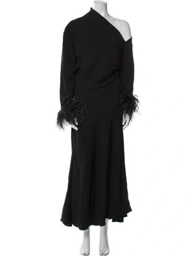 Pre-owned 16arlington One-shoulder Long Dress In Black