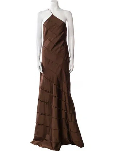 Pre-owned 16arlington One-shoulder Long Dress W/ Tags In Brown