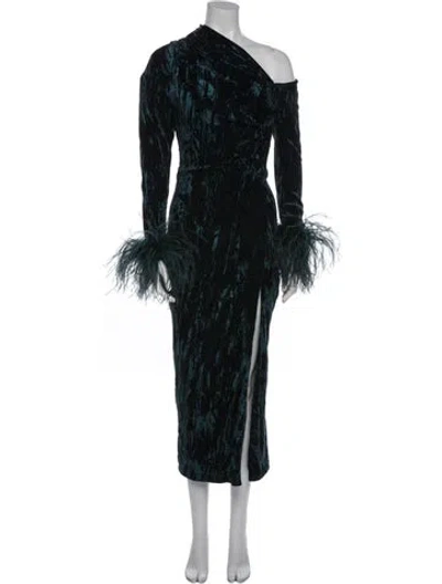 Pre-owned 16arlington One-shoulder Midi Length Dress In Black