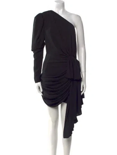 Pre-owned 16arlington One-shoulder Midi Length Dress In Black