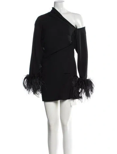 Pre-owned 16arlington One-shoulder Mini Dress In Black