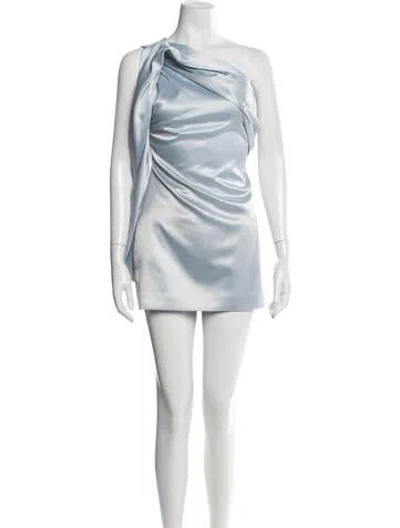 Pre-owned 16arlington One-shoulder Mini Dress In Blue