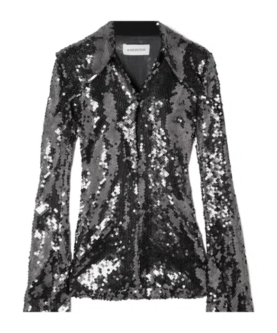 16arlington Opala Sequined Stretch Shirt In Black