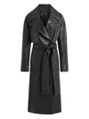 16arlington Palmi Belted Leather Coat In Black