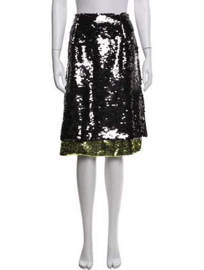 Pre-owned 16arlington Patterned Midi Length Skirt In Black