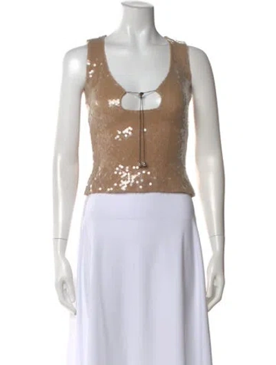 Pre-owned 16arlington Patterned Scoop Neck Crop Top In Neutral