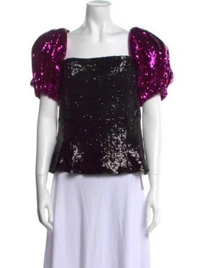 Pre-owned 16arlington Patterned Square Neckline Crop Top W/ Tags In Black