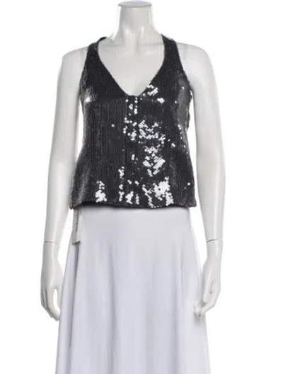 Pre-owned 16arlington Patterned V-neck Top In Grey