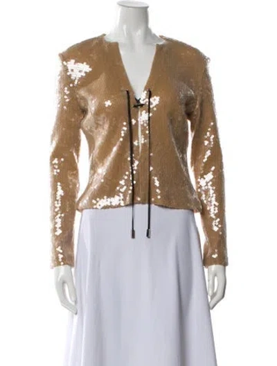 Pre-owned 16arlington Patterned V-neck Top In Neutral