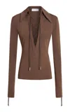 16arlington Pia Lace-up Top In Brown