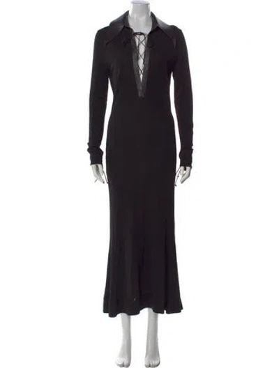 Pre-owned 16arlington Plunge Neckline Long Dress In Black