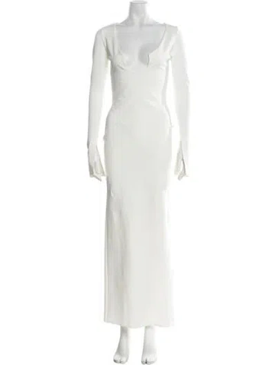 Pre-owned 16arlington Plunge Neckline Long Dress W/ Tags In Neutrals/white