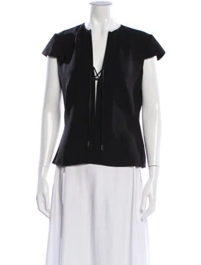 Pre-owned 16arlington Plunge Neckline Short Sleeve Top W/ Tags In Black