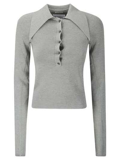 16arlington Pointed Collar Top In Grey