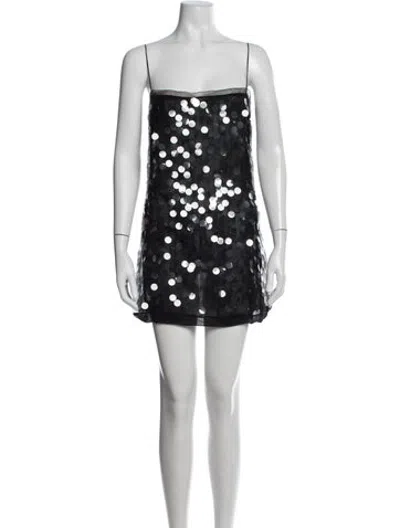 Pre-owned 16arlington Polka Dot Print Mini Dress In Black