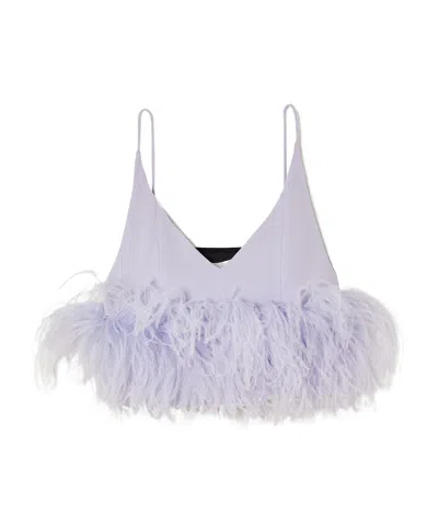 16arlington Poppy Feather-trimmed Crepe Camisole In Purple