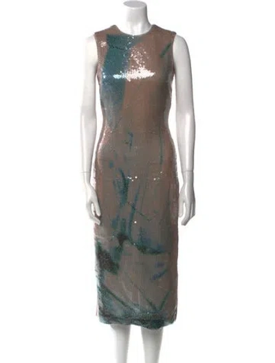 Pre-owned 16arlington Printed Midi Length Dress In Multi