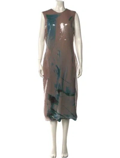 Pre-owned 16arlington Printed Midi Length Dress In Neutral