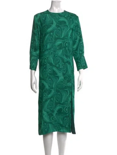 Pre-owned 16arlington Printed Midi Length Dress W/ Tags In Green