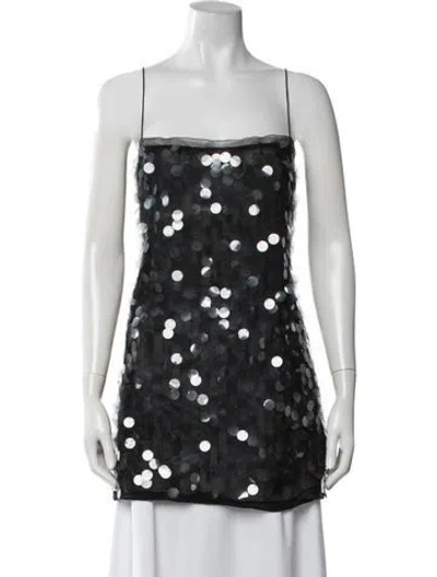 Pre-owned 16arlington Printed Square Neckline Top In Black
