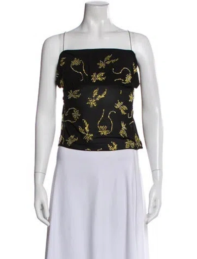 Pre-owned 16arlington Printed Strapless Crop Top In White