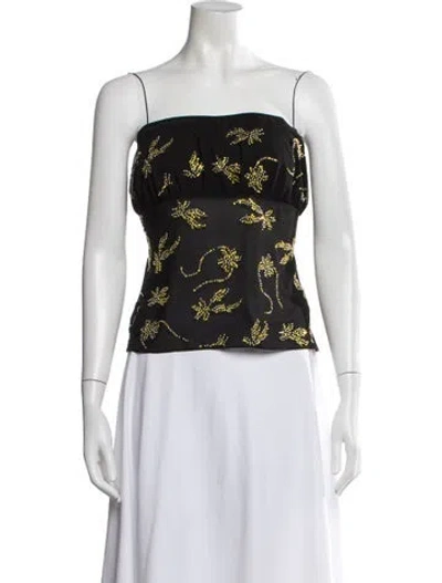 Pre-owned 16arlington Printed Strapless Top W/ Tags In Black