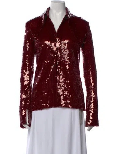 Pre-owned 16arlington Printed V-neck Top In Red