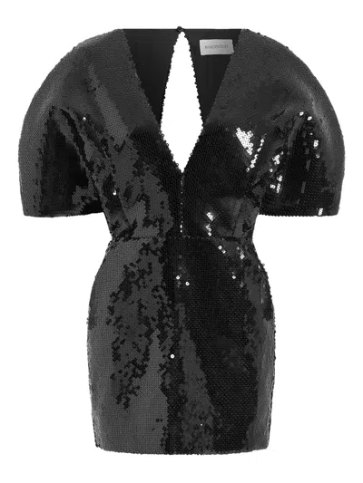 16arlington Sequin Embellished Puff-sleeve Mini Dress In Black