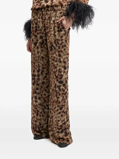16arlington Rocco Leopard-print Chiffon Trousers In Brown