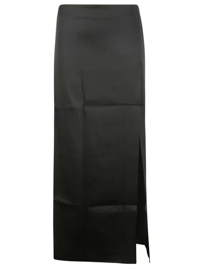 16arlington Satin Midi Sheath Skirt In Black
