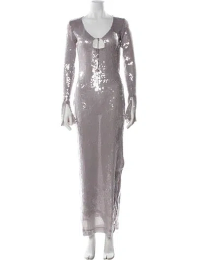 Pre-owned 16arlington Scoop Neck Long Dress In Gray