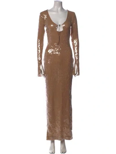 Pre-owned 16arlington Scoop Neck Long Dress In Neutral