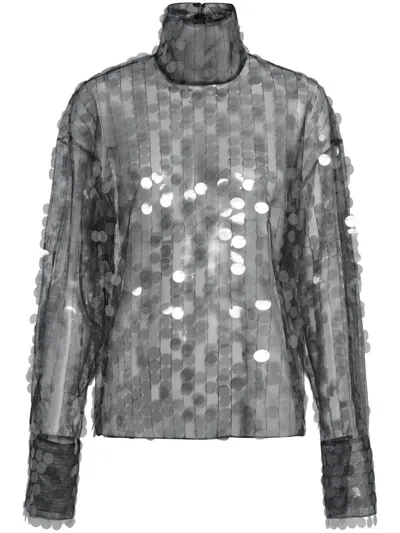 16arlington Sequin-embellished Top In Black