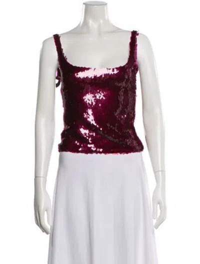 Pre-owned 16arlington Sequin Scoop Neck Crop Top In Pink