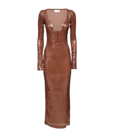 16arlington Sequined Long-sleeved Dress In Brown