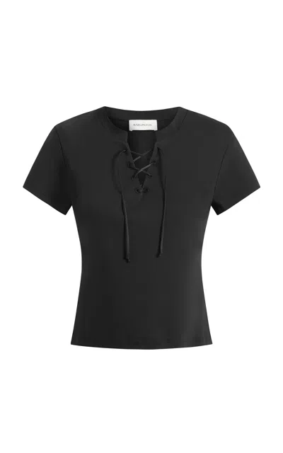 16arlington Serin Lace-up Cotton T-shirt In Black