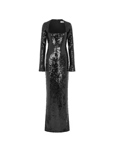 16arlington Sesia Sequin-embellished Slim-fit Maxi Gown Dress In Black