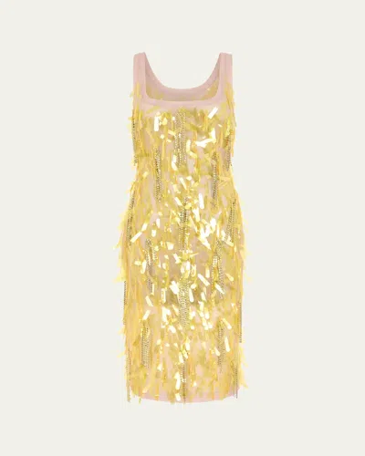 16arlington Shani Embellished Mesh Midi Dress In Yellow