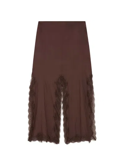 16arlington Simi Lace-trimmed Satin Skirt In Brown