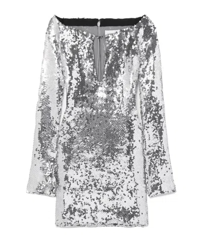 16arlington Solare Sequined Tulle Mini Dress In Gray