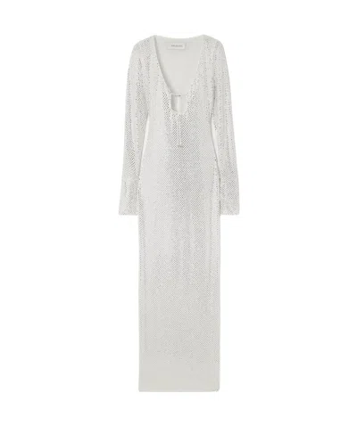 16arlington Solaria Crystal-embellished Mesh Maxi Dress In Neutral