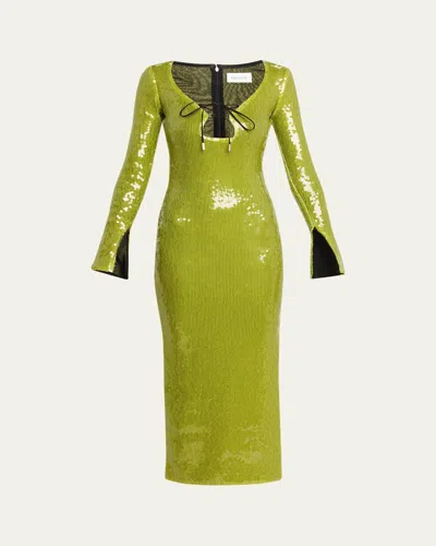 16arlington Solaria Sequined Midi Dress In Green